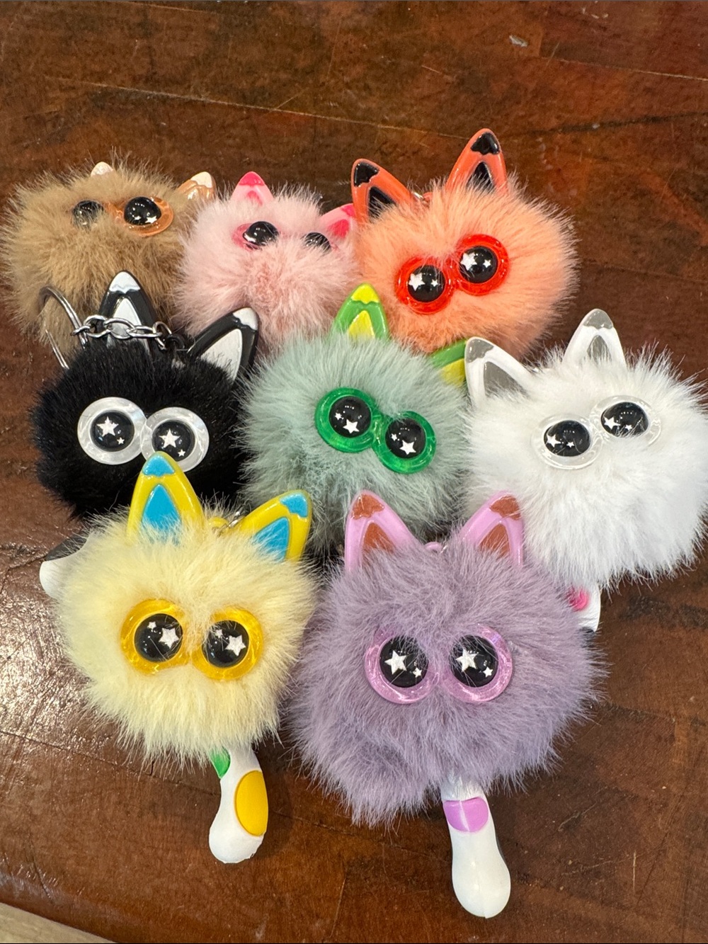 Plush Pom-Pom Kitty Keychain - Assorted Colors
